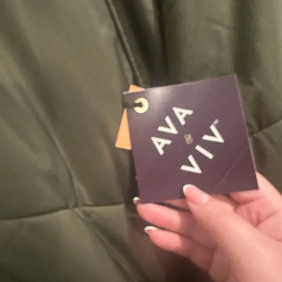 🆕 Ava & Viv Olive Green 🫒 Long Down Puff Jacket - 4X - Picture 4 of 8